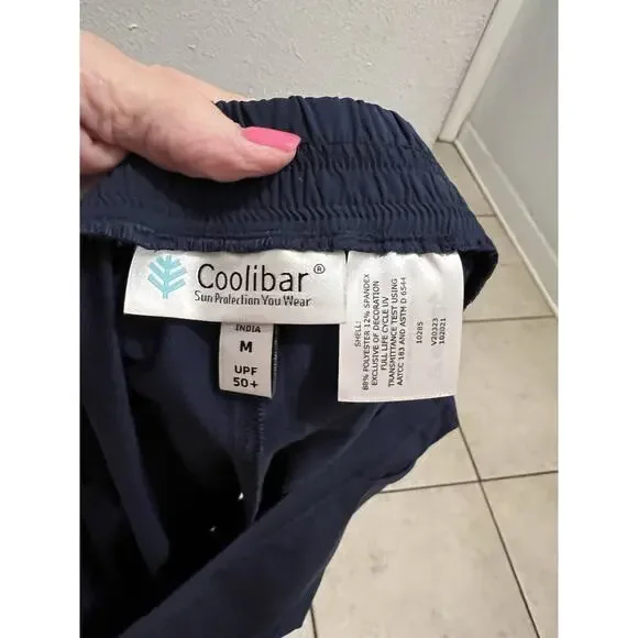 Coolibar Blue Swim Capri Pants Sz M Upf 50 Beachwear Resort Pockets - Picture 4 of 7
